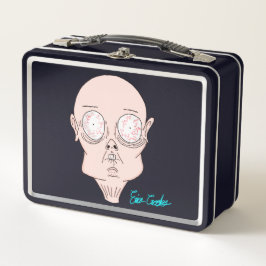 Funny scared cartoon face metall brotdose