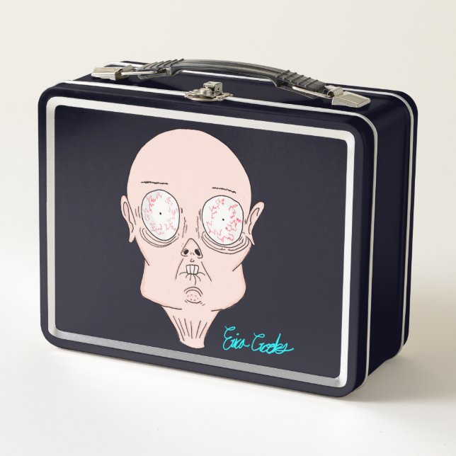 Funny scared cartoon face metall brotdose (Vorderseite)