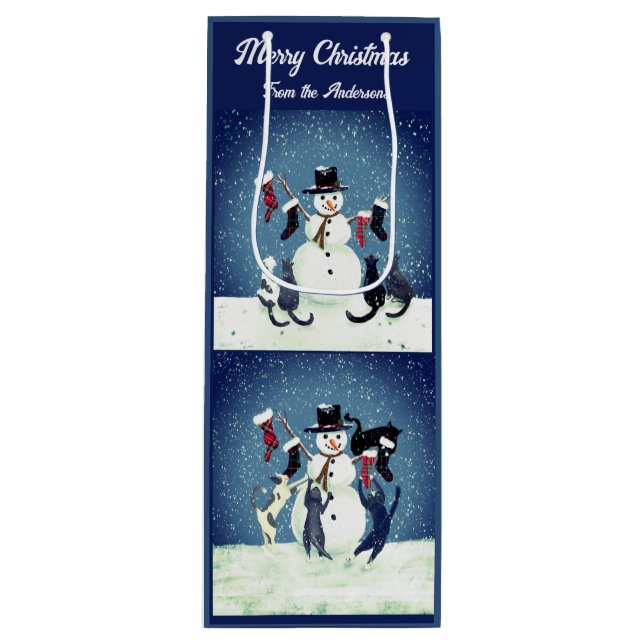 Funny Scenes from Cat Christmas Party Geschenktüte Für Weinflaschen (Vorderseite)