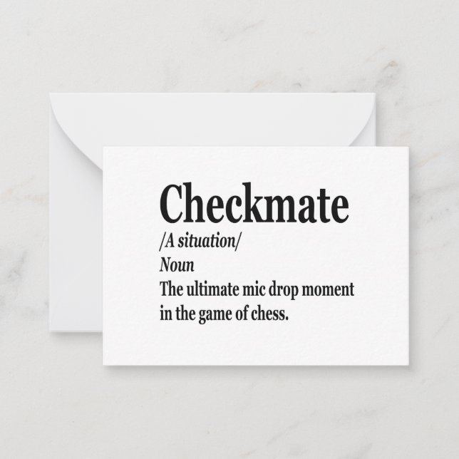 Funny Schach Checkmate Definition Schach Lover Mitteilungskarte (Vorderseite)