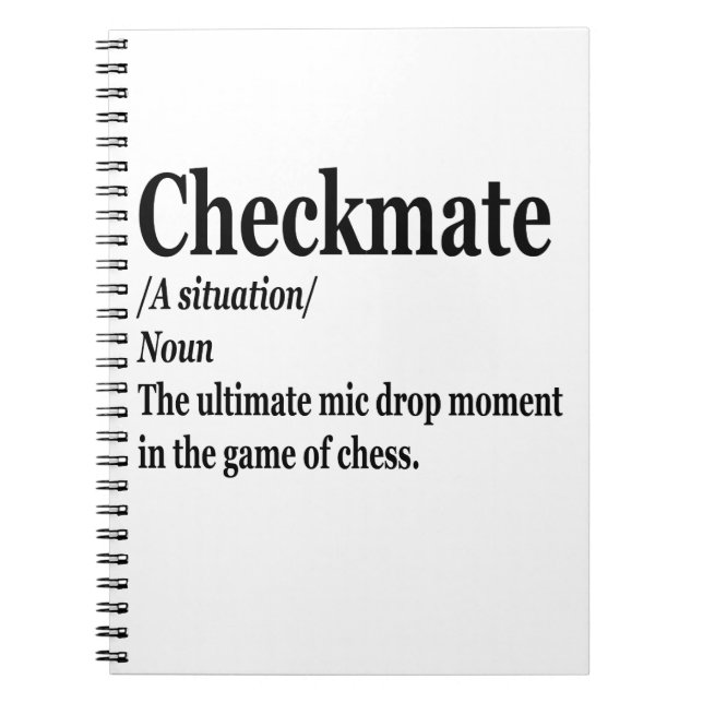 Funny Schach Checkmate Definition Schach Lover Notizblock (Vorderseite)