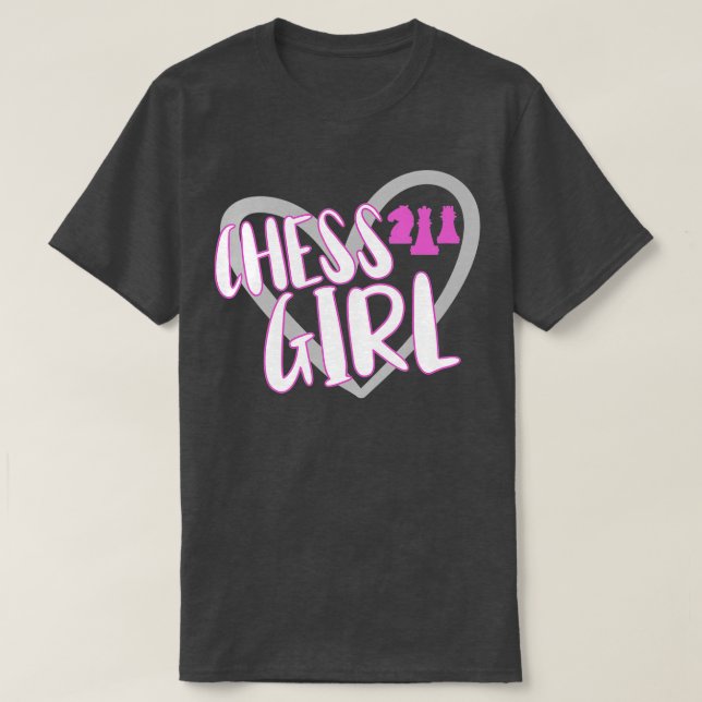 Funny Schach Girl Heart Schach Player T-Shirt (Design vorne)