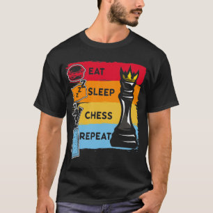 Funny Schach King isst Schlaf Schach wiederholen T-Shirt