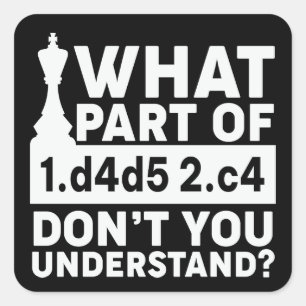 Funny Schach Move Black and White Quadratischer Aufkleber