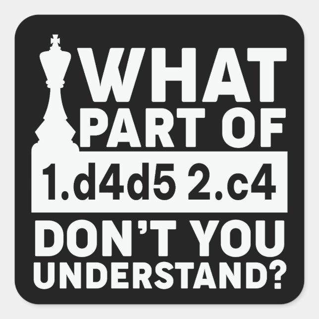Funny Schach Move Black and White Quadratischer Aufkleber (Vorderseite)