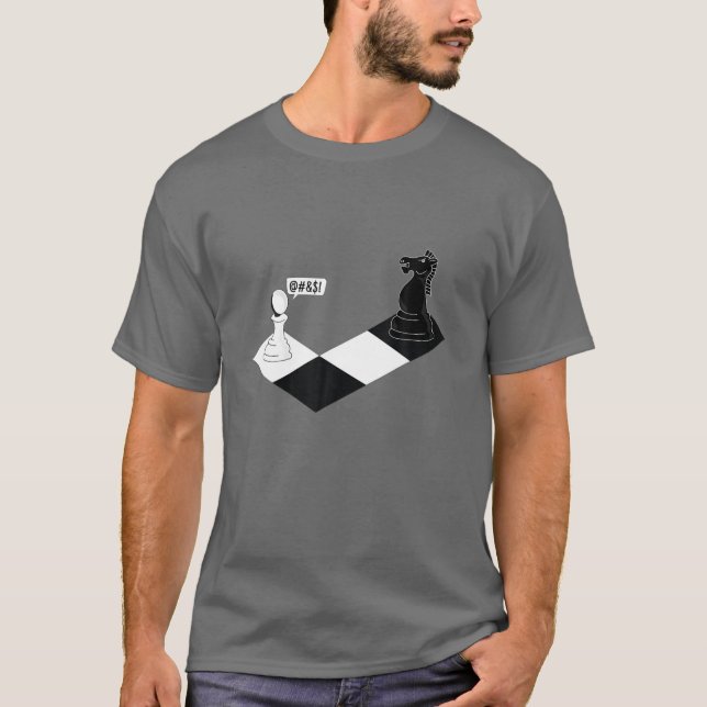Funny Schach T-Shirt Ritter Schrei auf Pawn - für  (Vorderseite)