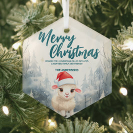 Funny Schaf Merry Xmas Baum Schnee Feiertag Party Ornament Aus Glas
