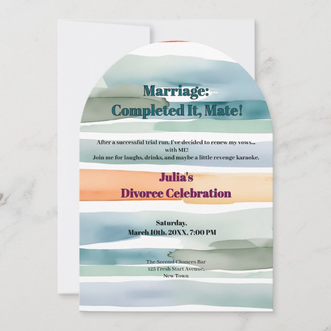 Funny Scheidung Freiheit jubelt nach Neuanfang Einladung (Vorderseite)