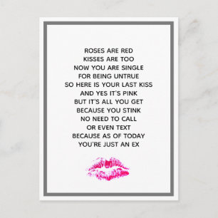 Funny Scheidung Rose sind rotes Gedicht Postkarte