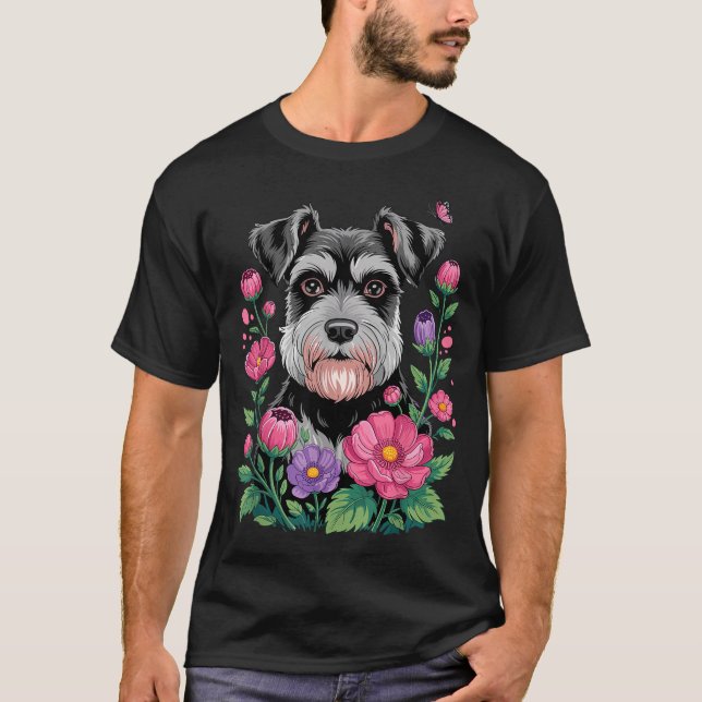 Funny Schnauzer Art For Women Schnauzer Dog Lover  T-Shirt (Vorderseite)