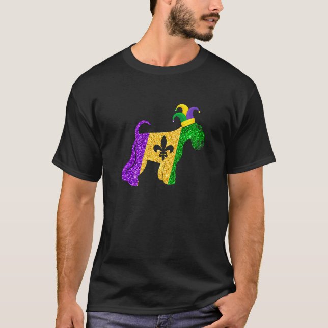 Funny Schnauzer Dog Lover Cute Mardi Gras Carnival T-Shirt (Vorderseite)