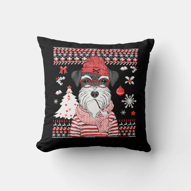 Funny Schnauzer Dog Weihnachtsgeschenk Kissen (Vorderseite)