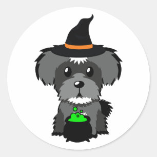 Funny Schnauzer ist eine Hexe Runder Aufkleber