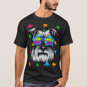 Funny Schnauzer Puzzle Autismus Bewusstsein Hund L T-Shirt