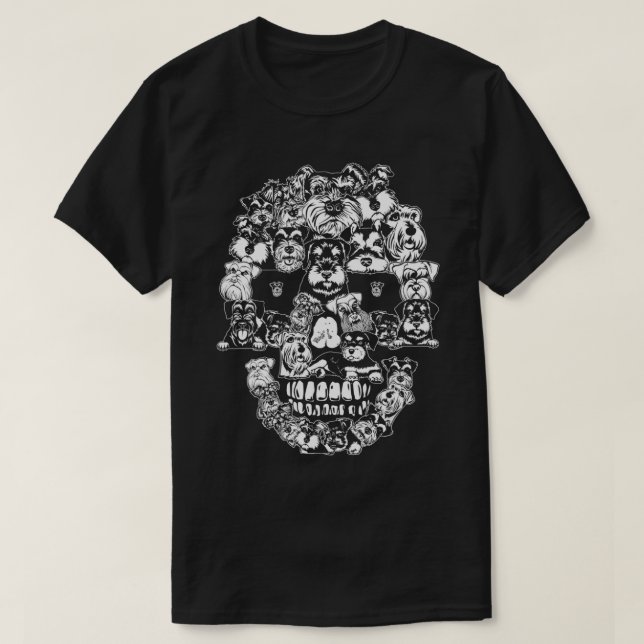 Funny Schnauzer Skull Dog Skeleton Halloween T-Shirt (Design vorne)