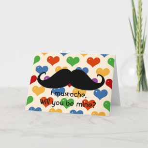 Funny Schnurrbart Valentine's Day Hipster Herzkart Feiertagskarte