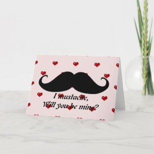 Funny Schnurrbart Valentine's Day Hipster Herzkart Feiertagskarte