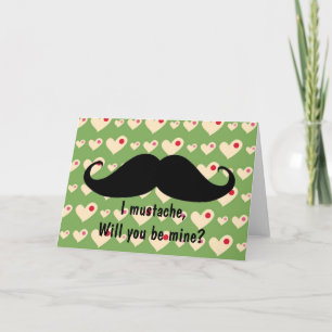 Funny Schnurrbart Valentine's Day Hipster Herzkart Feiertagskarte