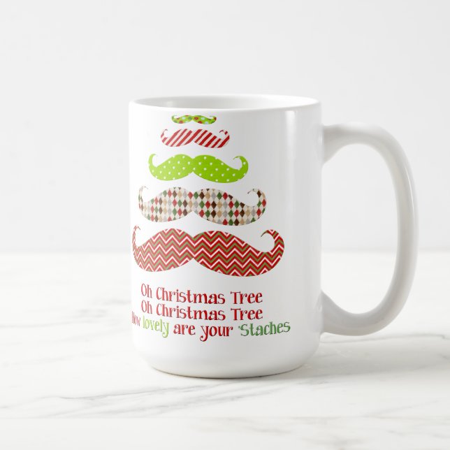 Funny Schnurrbart Weihnachtsbaumfeier Tasse (Rechts)