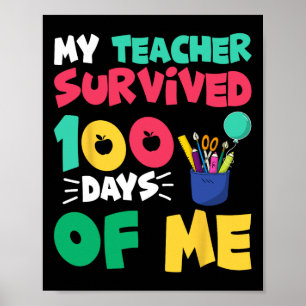 Funny School Boys Girls Kinder geben 100 Tage Scho Poster