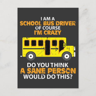 Funny School Bus - Crazy Buss Driver Fun Car Postkarte