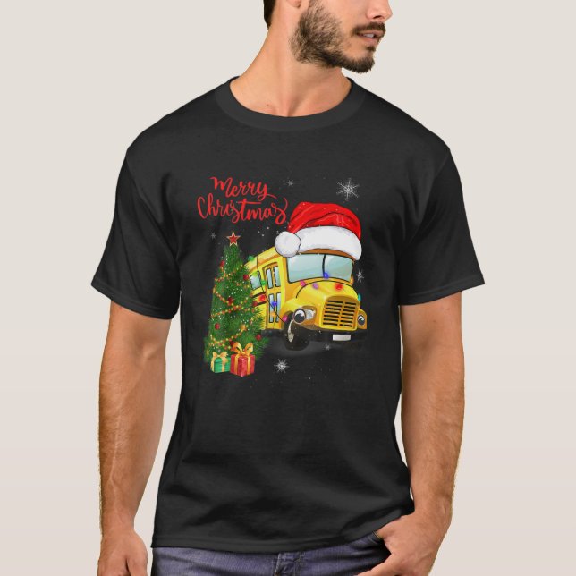 Funny School Bus Fahrer Weihnachtsmannmütze Frohe  T-Shirt (Vorderseite)