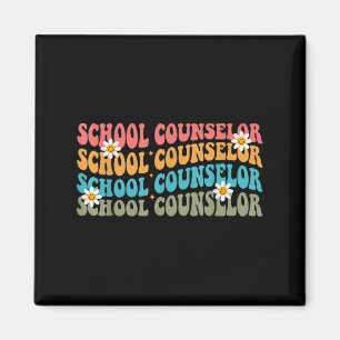 Funny School Counselor Groovy Retro Counselor Magnet