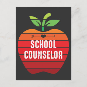Funny School Counselor Retro Apple Postkarte