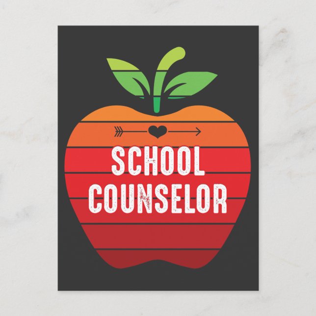 Funny School Counselor Retro Apple Postkarte (Vorderseite)