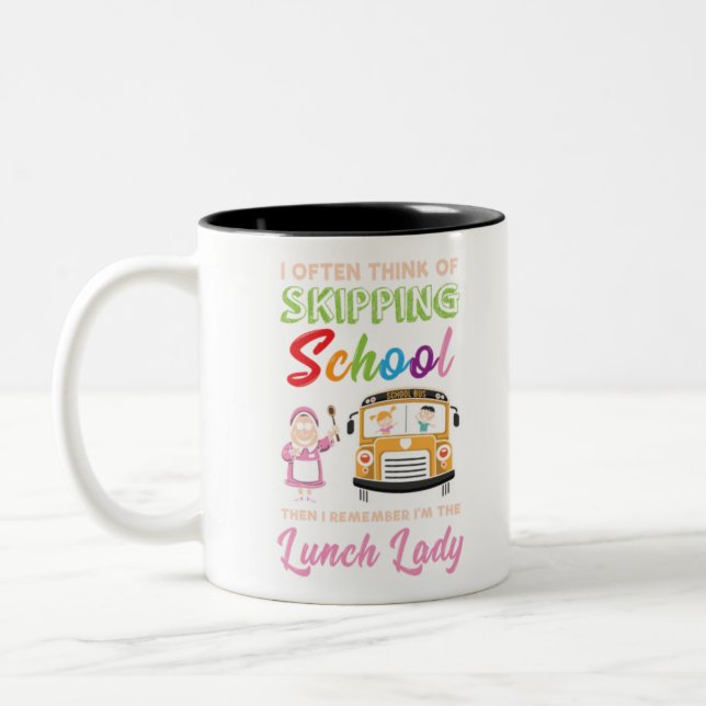 Funny School Lunch Lady Geschenk Zweifarbige Tasse (Links)