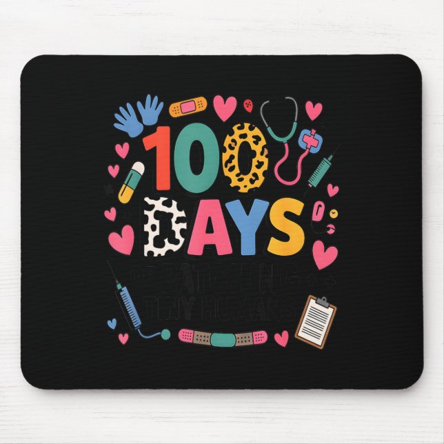 Funny School Nurse 100 Days Patching Tiny Humans I Mousepad (Vorne)