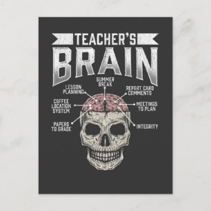 Funny School Teacher Brain Bildung Kaffeekurs Postkarte