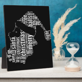 Funny Schwarz-weiß Frohe Weihnachtstypografie Fotoplatte