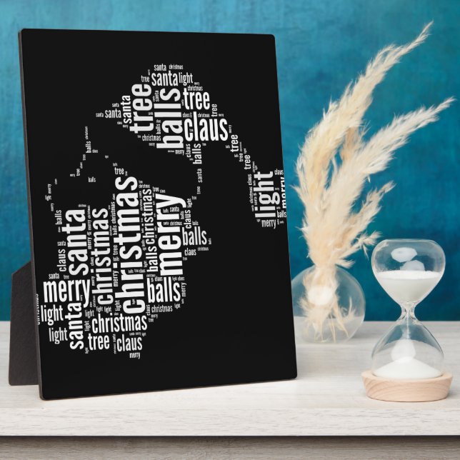 Funny Schwarz-weiß Frohe Weihnachtstypografie Fotoplatte (Seite)