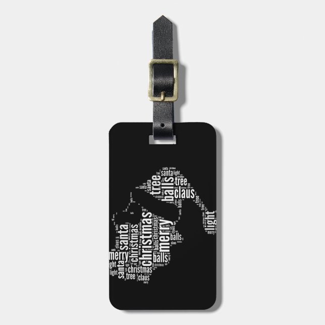 Funny Schwarz-weiß Frohe Weihnachtstypografie Gepäckanhänger (Vorderseite vertikal)