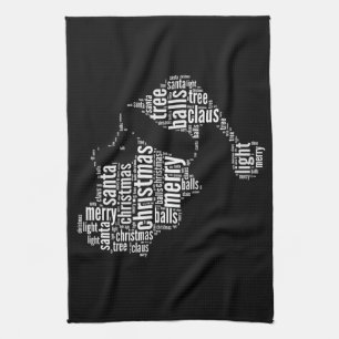 Funny Schwarz-weiß Frohe Weihnachtstypografie Handtuch