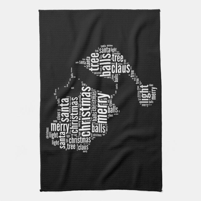 Funny Schwarz-weiß Frohe Weihnachtstypografie Handtuch (Vertikal)