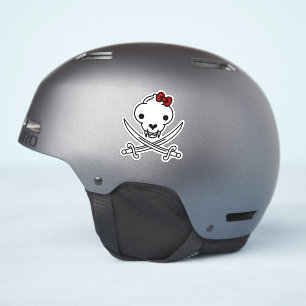 Funny Schwarz-weiß Jolly Kitty Pirate Skull Bones Aufkleber