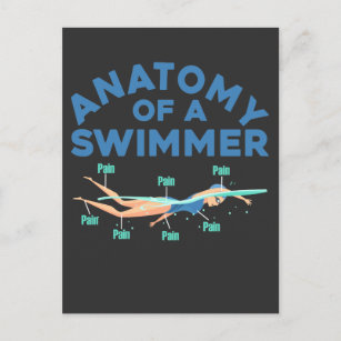 Funny schwimmen Anatomie eines Schwimmers Wassersp Postkarte