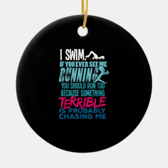 Funny Schwimmen Geschenk zum Baden Keramik Ornament (Vorne)