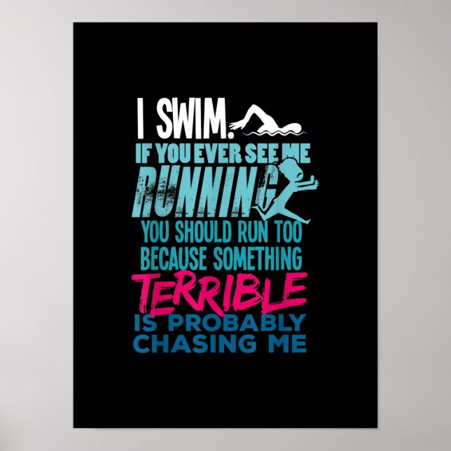 Funny Schwimmen Geschenk zum Baden Poster (Vorne)