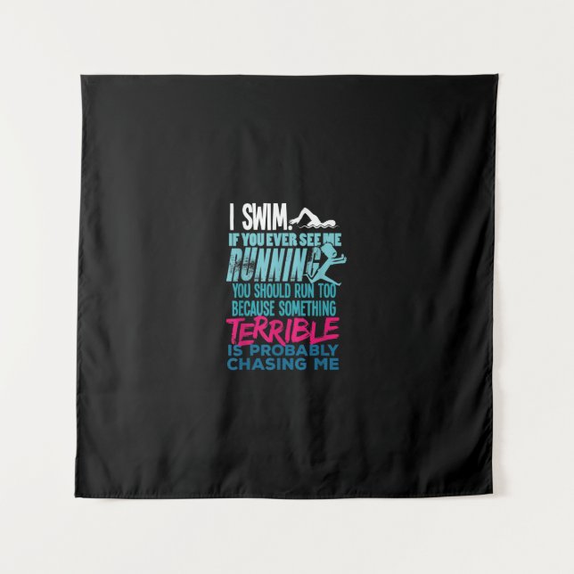 Funny Schwimmen Geschenk zum Baden Wandteppich (Vorderseite)
