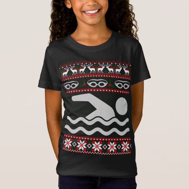 Funny Schwimmen Ugly Weihnachtskraut T-Shirt (Vorderseite)
