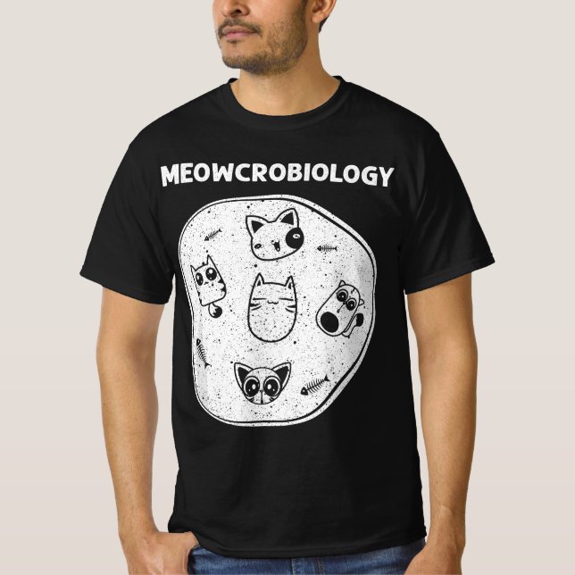 Funny Science Cat For Men Women Meow Microbiologis T-Shirt (Vorderseite)