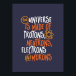 Funny Science Chemistry Universe Made of Morons Poster<br><div class="desc">Das Universum besteht aus Protonen, Neutronen, Elektronen und Moronen. Funny und sarkastisches Design für diejenigen, die Liebe Chemistry Witze, Pun, Sarkasmus und Spaß. Coole und humorvolle Ware für Chemielehrer, Chemiker und Wissenschaftsstudenten. Ideal für Wissenschaftsfreaks, Nerd, Gymnasiallehrer und Schüler, die Liebe Biologie, Physik und Chemie. Große Weihnachtsgeschenke und Geburtstagsgeschenk für Sohn,...</div>