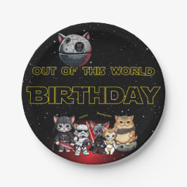 Funny Science Fiction Kitty Cat Custom Einladung Pappteller