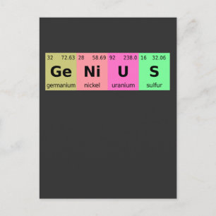Funny Science Genius Periodic Tabelle der Elemente Postkarte
