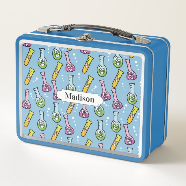 Funny Science Pattern individuelle Name Lunch Box (Vorderseite)