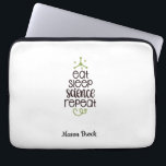 Funny Science Student Personalisiert School Gift Laptopschutzhülle<br><div class="desc">Dieses lustige "Eat Sleep Science Repeat" Design ist perfekt für Studenten aller Noten! Kann mit dem Namen Ihres Kindes personalisiert sein. Ideal für Zurück in die Schule Geschenk, Geburtstagsgeschenk des Kindes und andere Urlaubsgeschenke.</div>