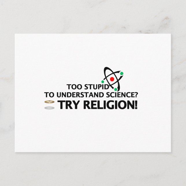 Funny Science VS Religion Postkarte (Vorderseite)